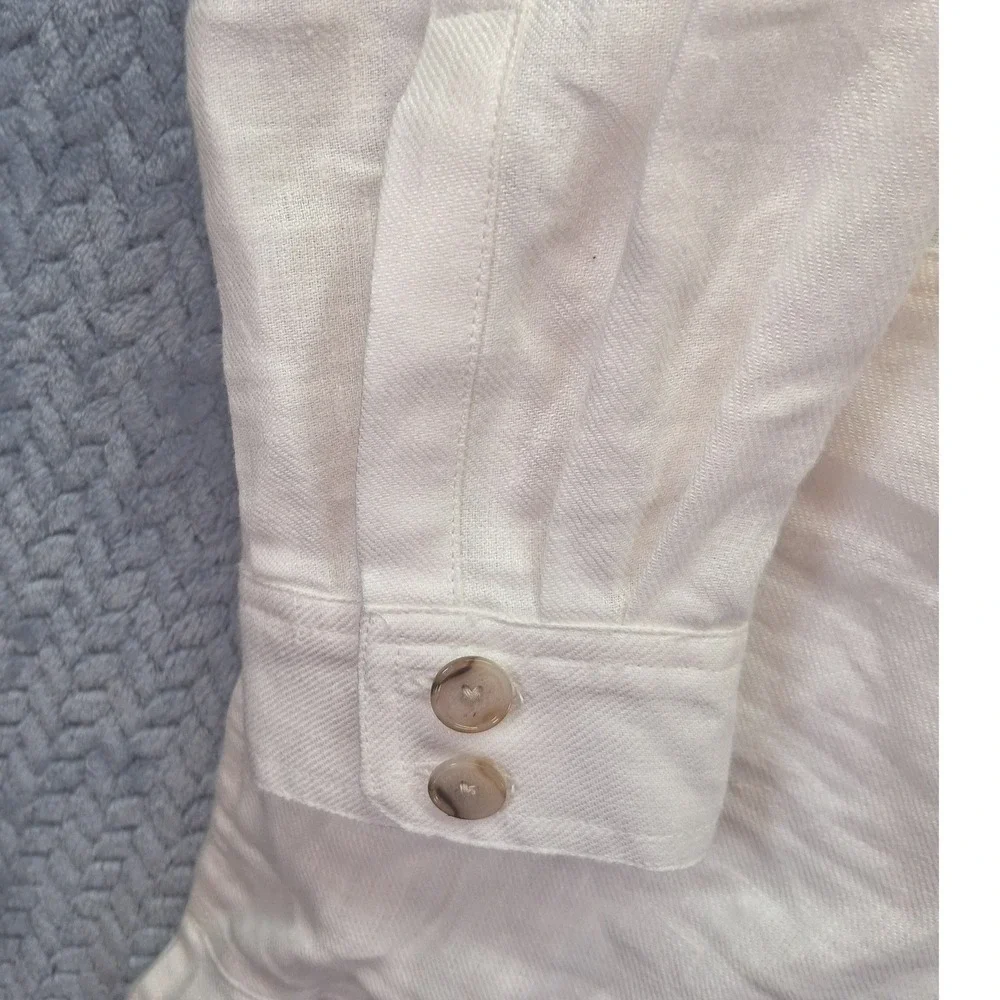 Banana Republic White 100% Linen Utility Jumpsuit Long Sleeve NWT S 882685-01-1